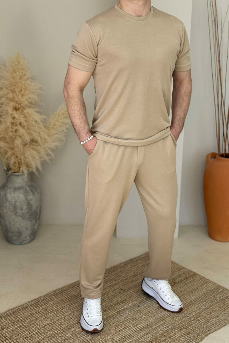 T-SHIRT+SWEATPANTS ONE COLOR MEN SET BEIGE/BEZHE - 1