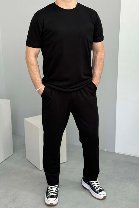 SET NJË NGJYRËSH T-SHIRT+TUTA PËR MESHKUJ NË NGJYRË E ZEZË 