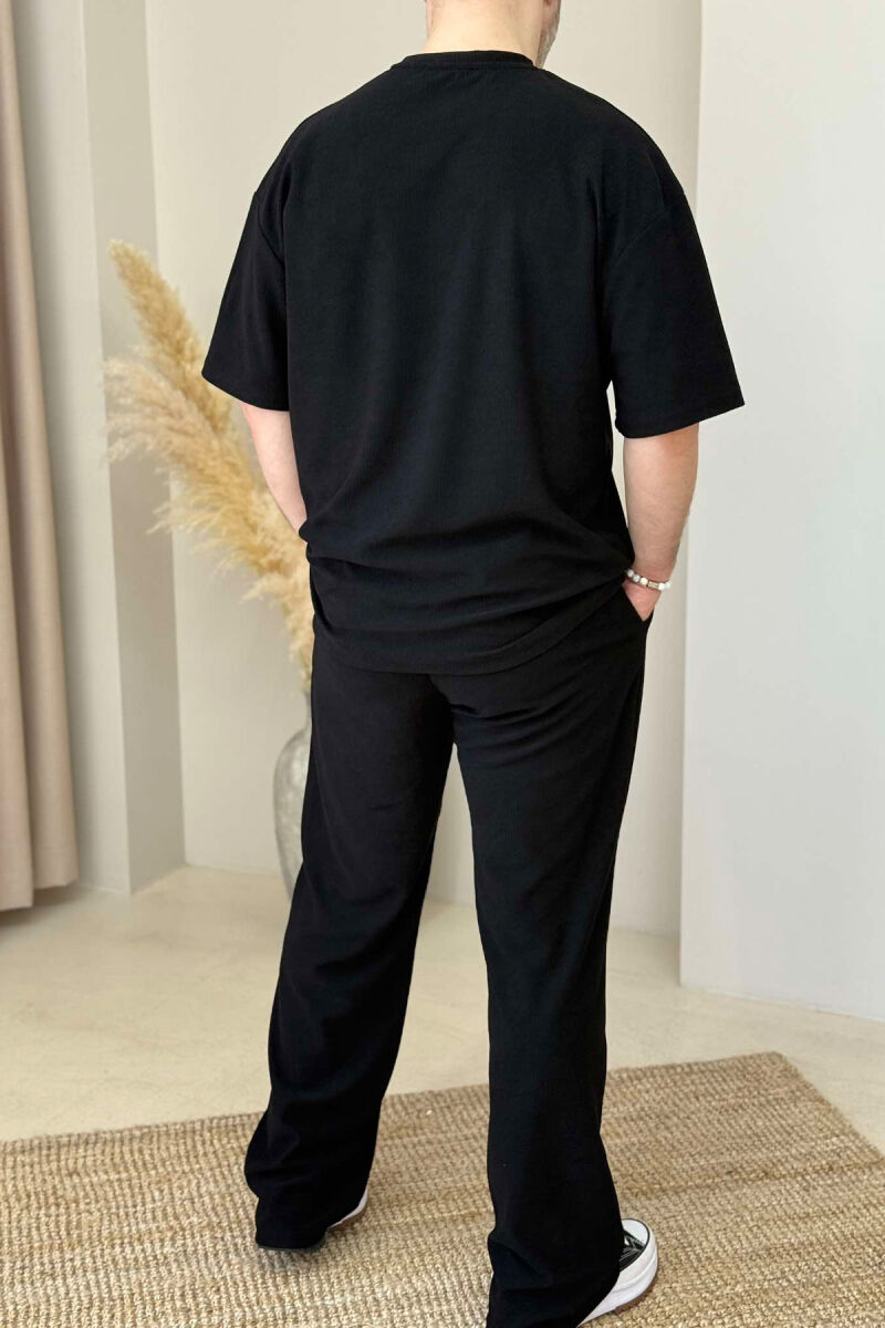 T-SHIRT+SWEATPANTS ONE COLOR TEXTURED MEN SET BLACK/ E ZEZE - 4
