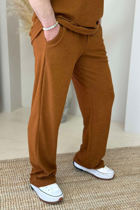 T-SHIRT+SWEATPANTS ONE COLOR TEXTURED MEN SET BRICK/TULLE - 4