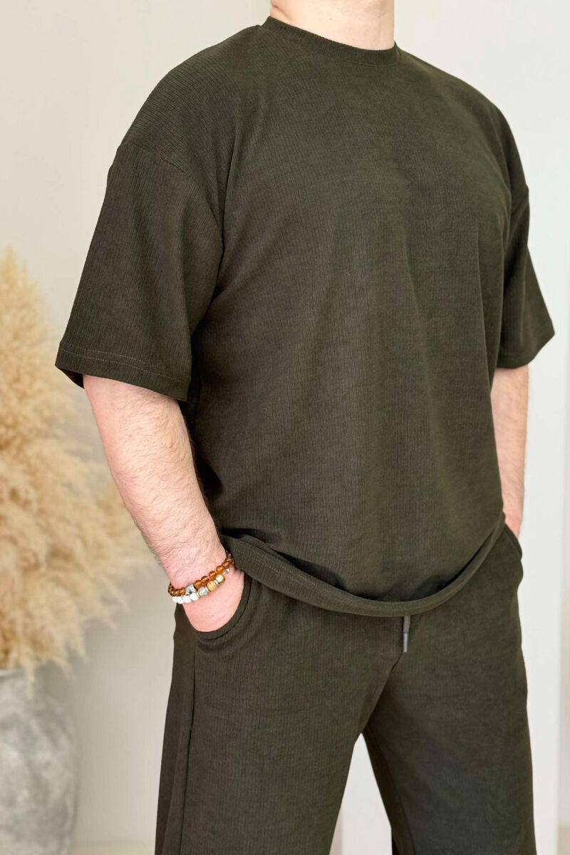 T-SHIRT+SWEATPANTS ONE COLOR TEXTURED MEN SET GREEN/JESHILE - 2