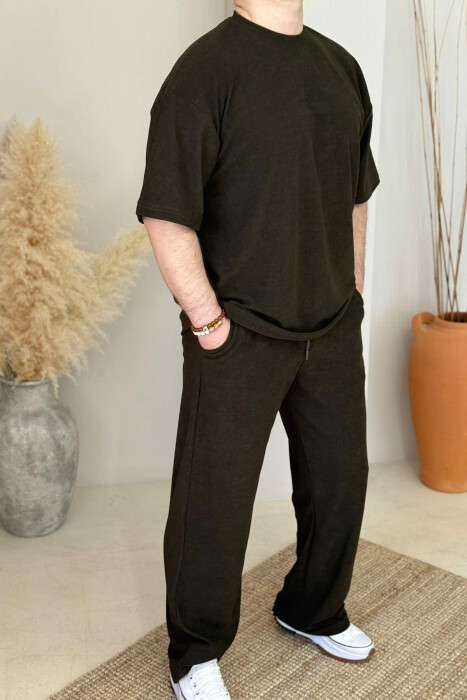 T-SHIRT+SWEATPANTS ONE COLOR TEXTURED MEN SET GREEN/JESHILE - 3