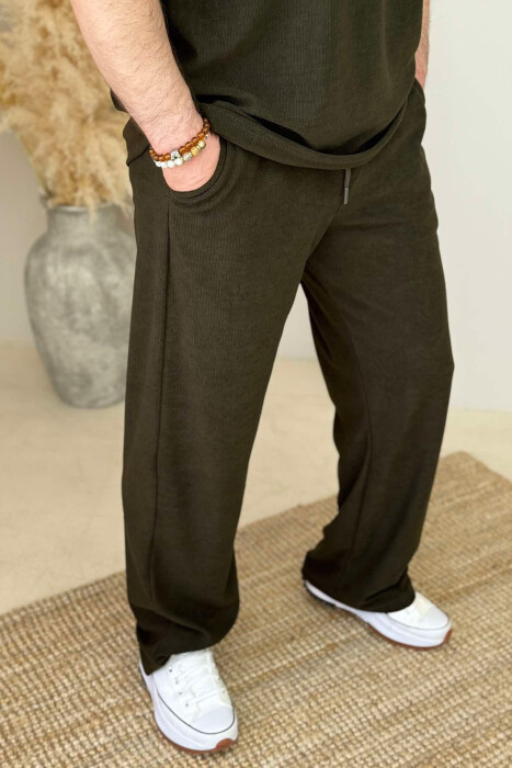 T-SHIRT+SWEATPANTS ONE COLOR TEXTURED MEN SET GREEN/JESHILE - 4