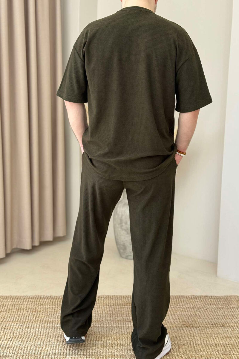 T-SHIRT+SWEATPANTS ONE COLOR TEXTURED MEN SET GREEN/JESHILE - 5