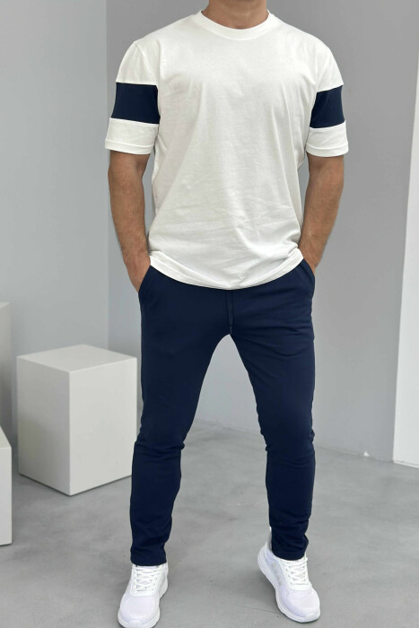 T-SHIRT+SWEATPANTS SIMPLE MEN SET WHITE-BLUE/BABL - 