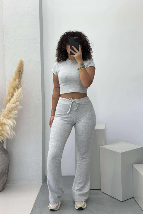 T-SHIRT+TROUSERS ONE COLOR WOMEN SET LIGHT GREY/GZ 