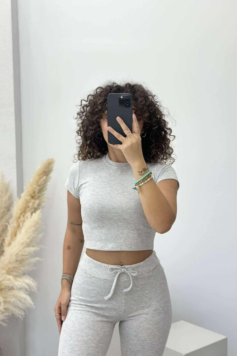 T-SHIRT+TROUSERS ONE COLOR WOMEN SET LIGHT GREY/GZ - 3