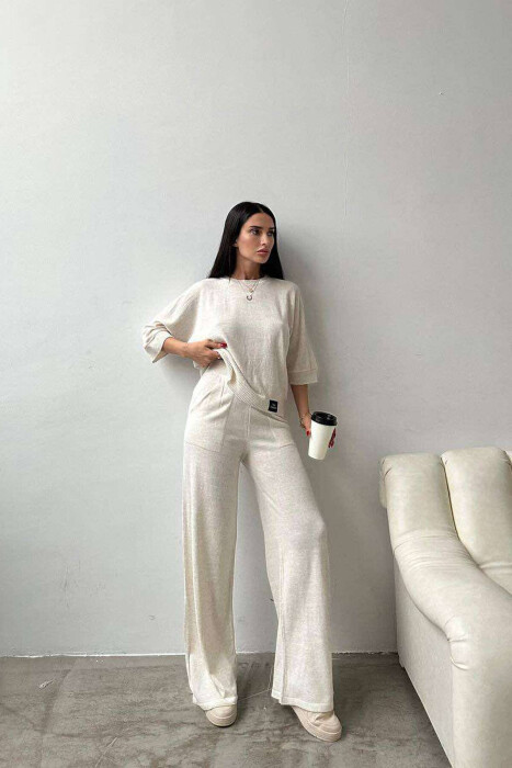 T-SHIRT+TROUSERS WOMAN SET CREAM/KREM 
