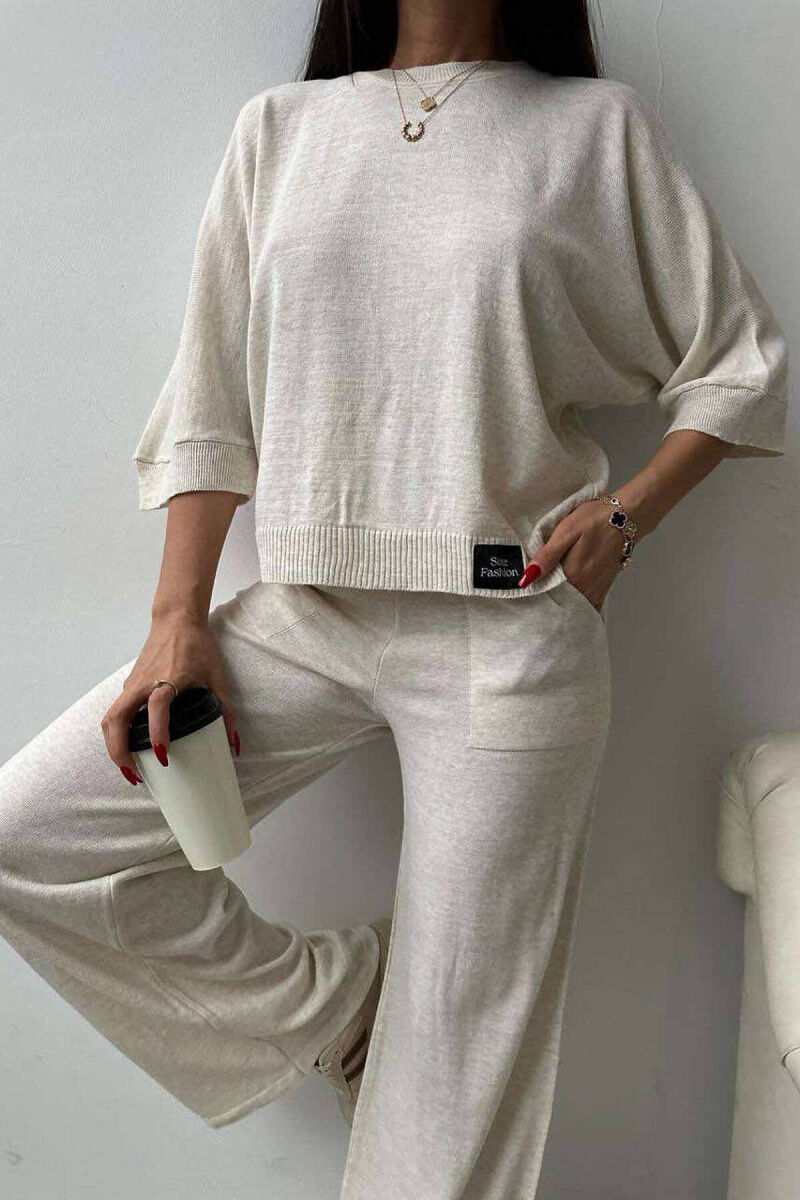 T-SHIRT+TROUSERS WOMAN SET CREAM/KREM - 2
