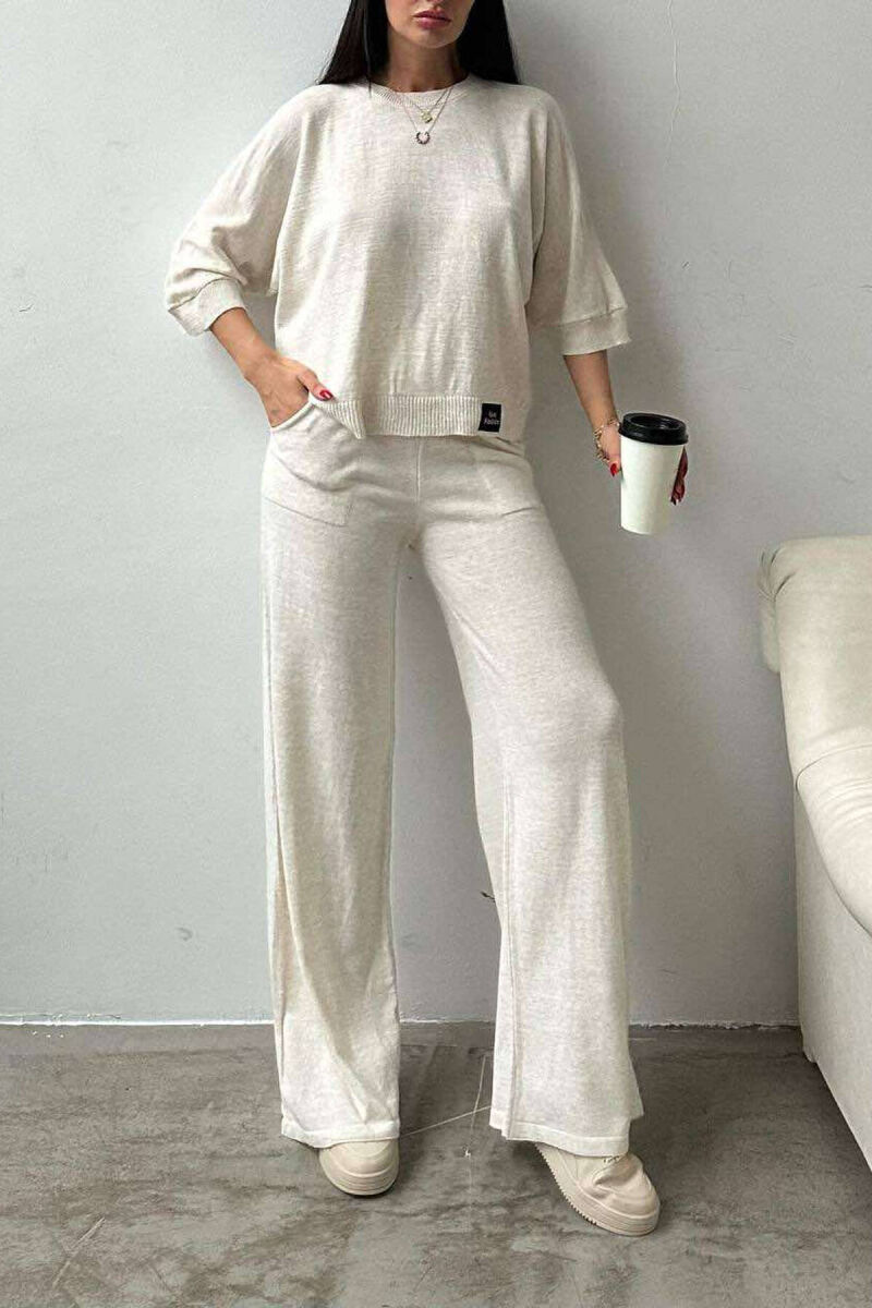 T-SHIRT+TROUSERS WOMAN SET CREAM/KREM - 3