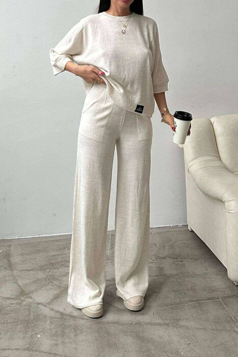T-SHIRT+TROUSERS WOMAN SET CREAM/KREM - 4