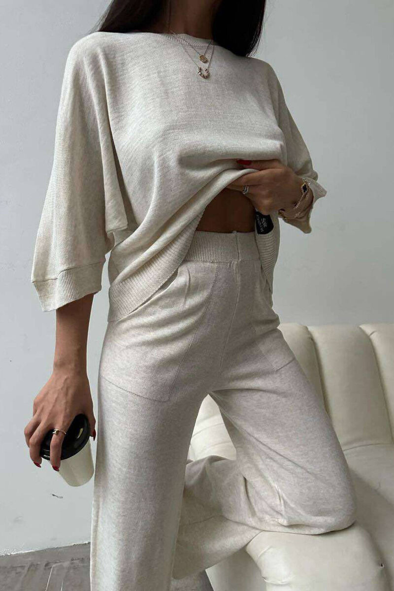 T-SHIRT+TROUSERS WOMAN SET CREAM/KREM - 5