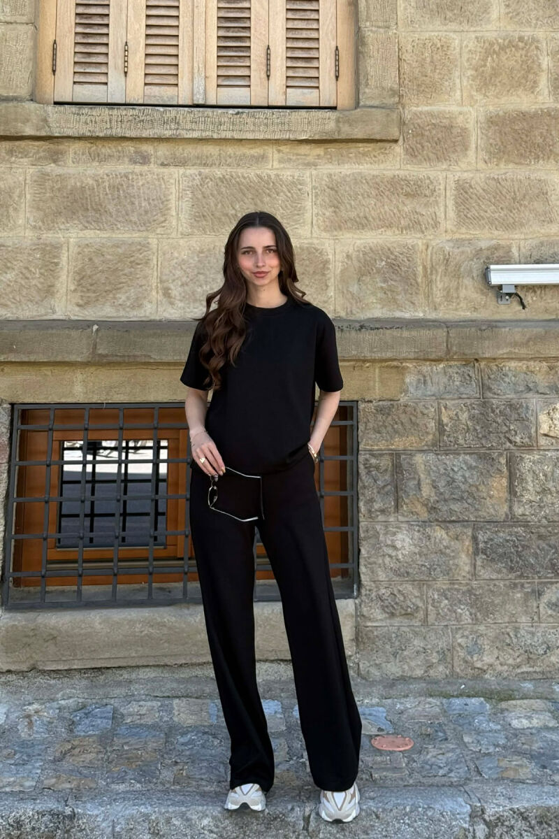 T-SHIRT+WIDE LEG SWEATPANTS ONE COLOR WOMEN SET BLACK/ E ZEZE - 2