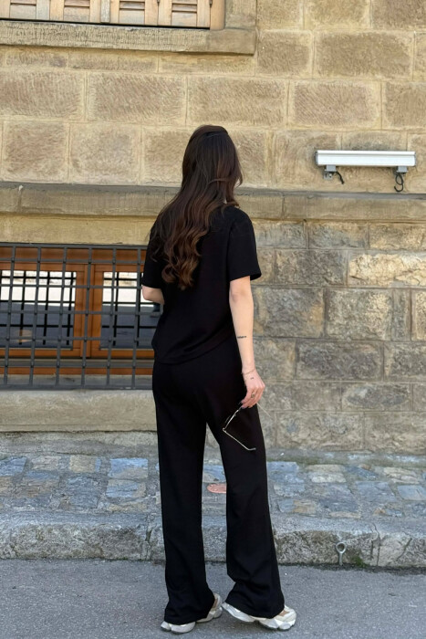 T-SHIRT+WIDE LEG SWEATPANTS ONE COLOR WOMEN SET BLACK/ E ZEZE - 4