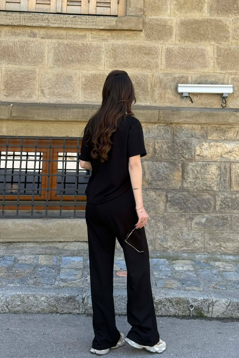 T-SHIRT+WIDE LEG SWEATPANTS ONE COLOR WOMEN SET BLACK/ E ZEZE - 4
