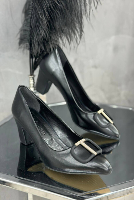 T SPARKLE SEMI HEEL WOMAN SHOES BLACK/ E ZEZE - KLAUDIO FASHION