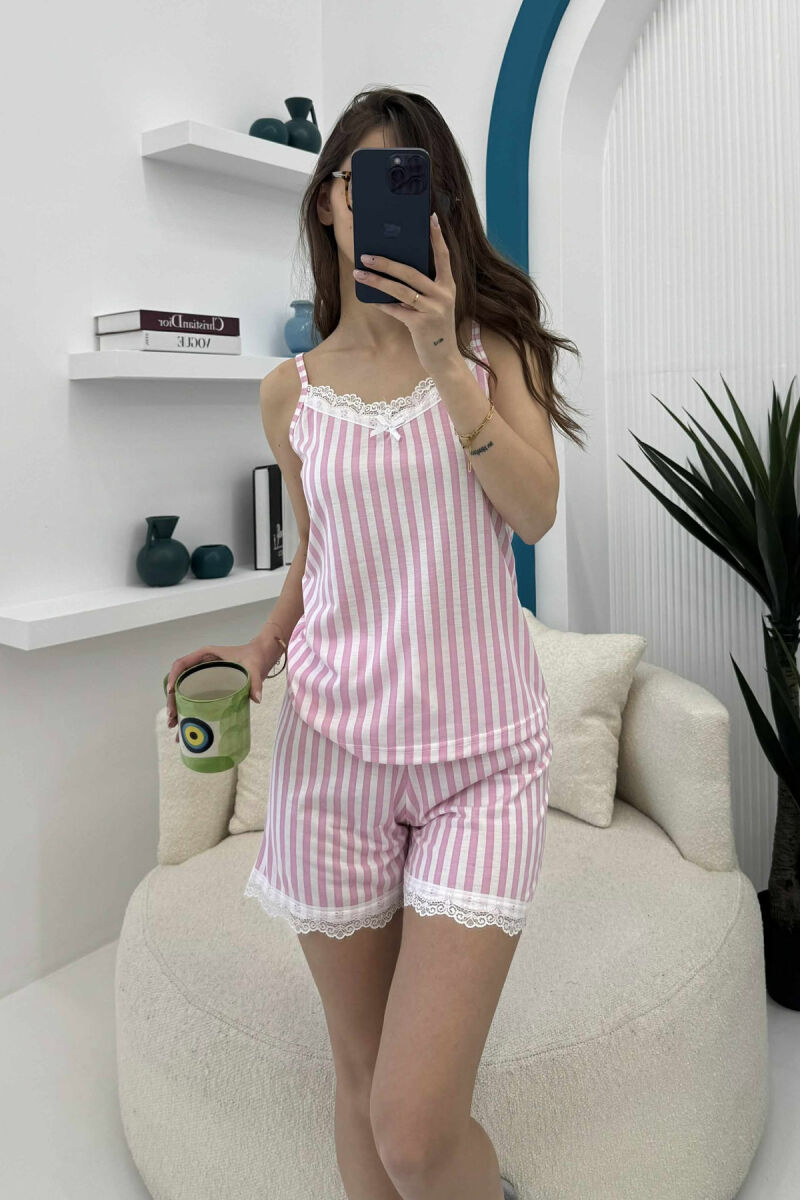 TANK TOP+SHORTS STRIPES WOMEN PYJAMAS PINK/ROZE - 1