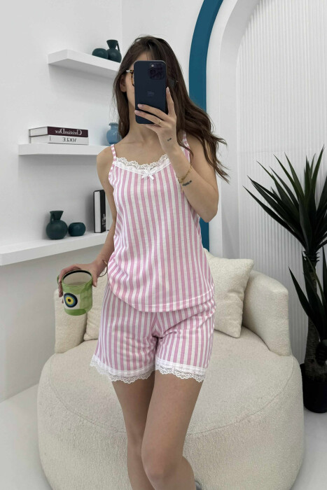 TANK TOP+SHORTS STRIPES WOMEN PYJAMAS PINK/ROZE - 6
