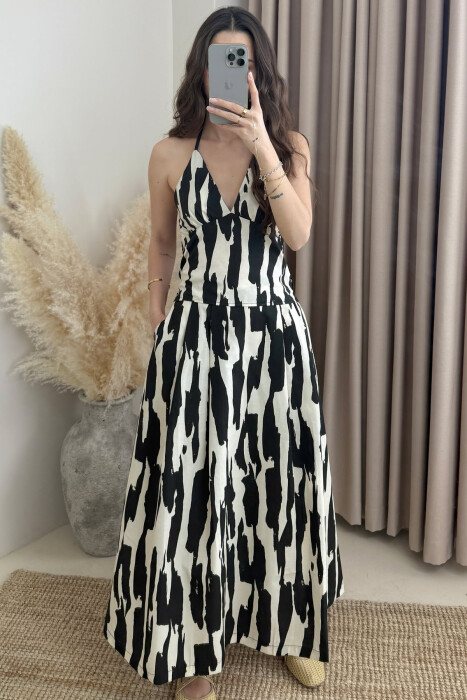 TANK TOP+SKIRT DIFFERENT DESIGN WOMEN SET BLACK-CREAM/ZEKR - 5