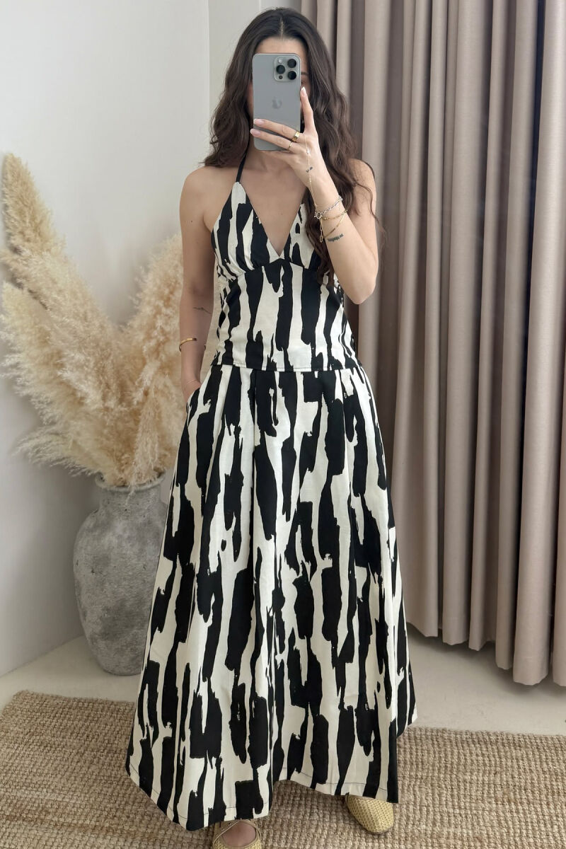 TANK TOP+SKIRT DIFFERENT DESIGN WOMEN SET BLACK-CREAM/ZEKR - 5