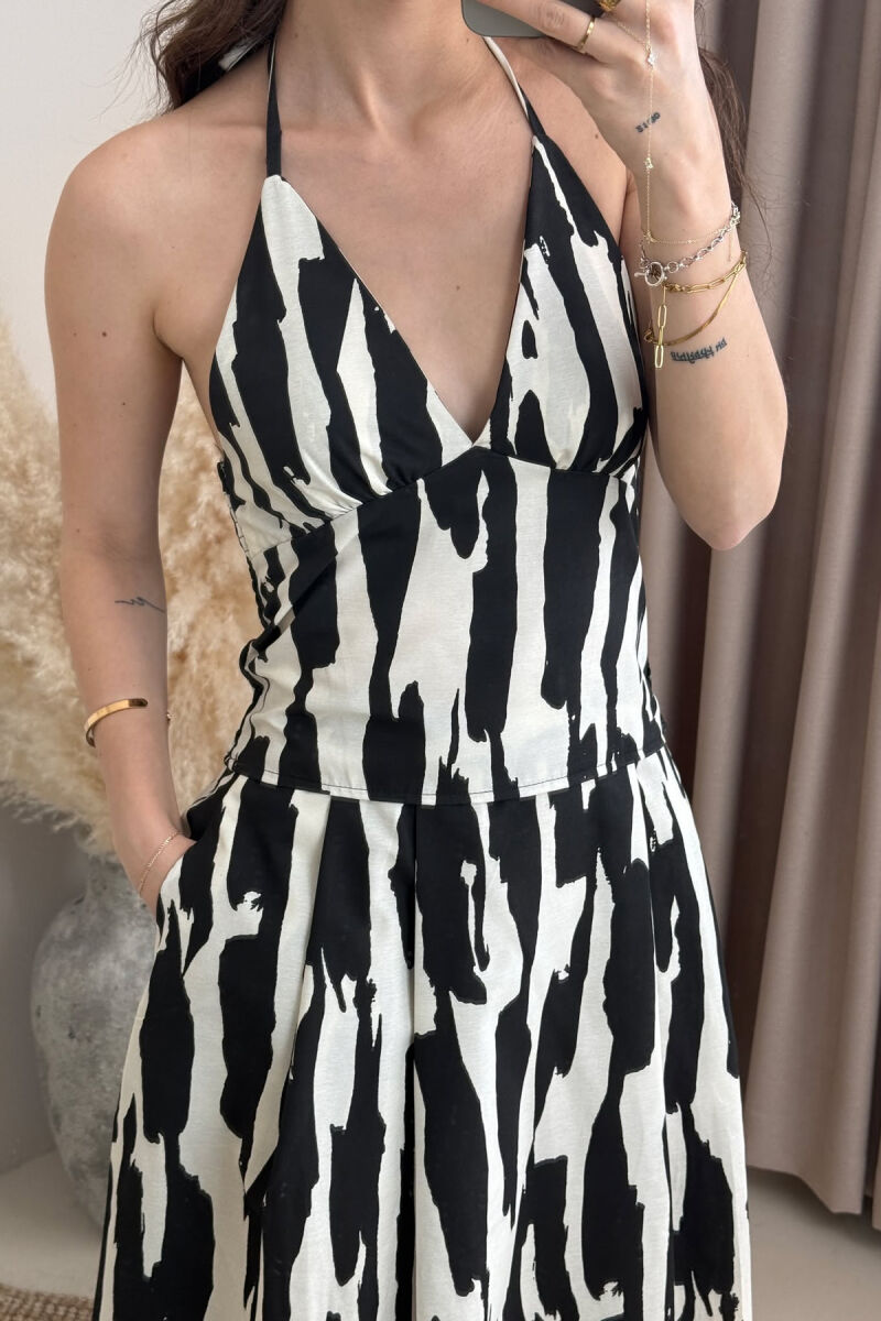 TANK TOP+SKIRT DIFFERENT DESIGN WOMEN SET BLACK-CREAM/ZEKR - 6