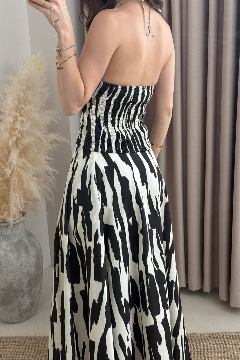 TANK TOP+SKIRT DIFFERENT DESIGN WOMEN SET BLACK-CREAM/ZEKR - 7