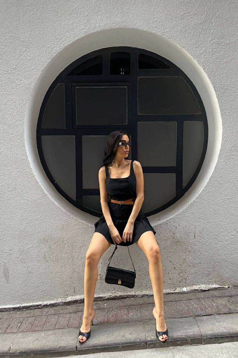 TANK TOP+SKORT BELT DETAILS WOMEN SET BLACK/ E ZEZE - 2