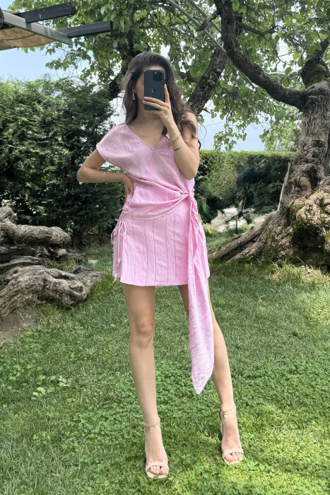 TANK TOP+SKORT ONE COLOR WOMEN SET BABY PINK/ROZB 
