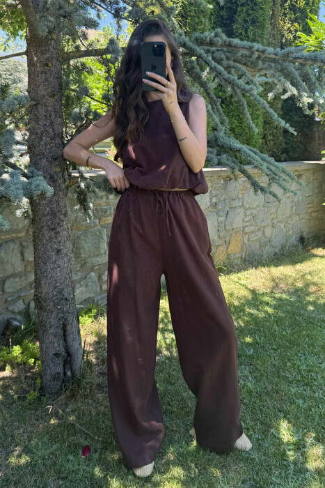 SET I THJESHTË KANATIERE+PANTALLONA PËR FEMRA NË NGJYRËN KAFE E ERRËT 