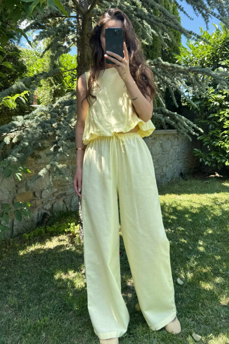 TANK TOP+TROUSERS BACK ZIPPER DETAIL WOMEN SET YELLOW/E VERDHE - 1