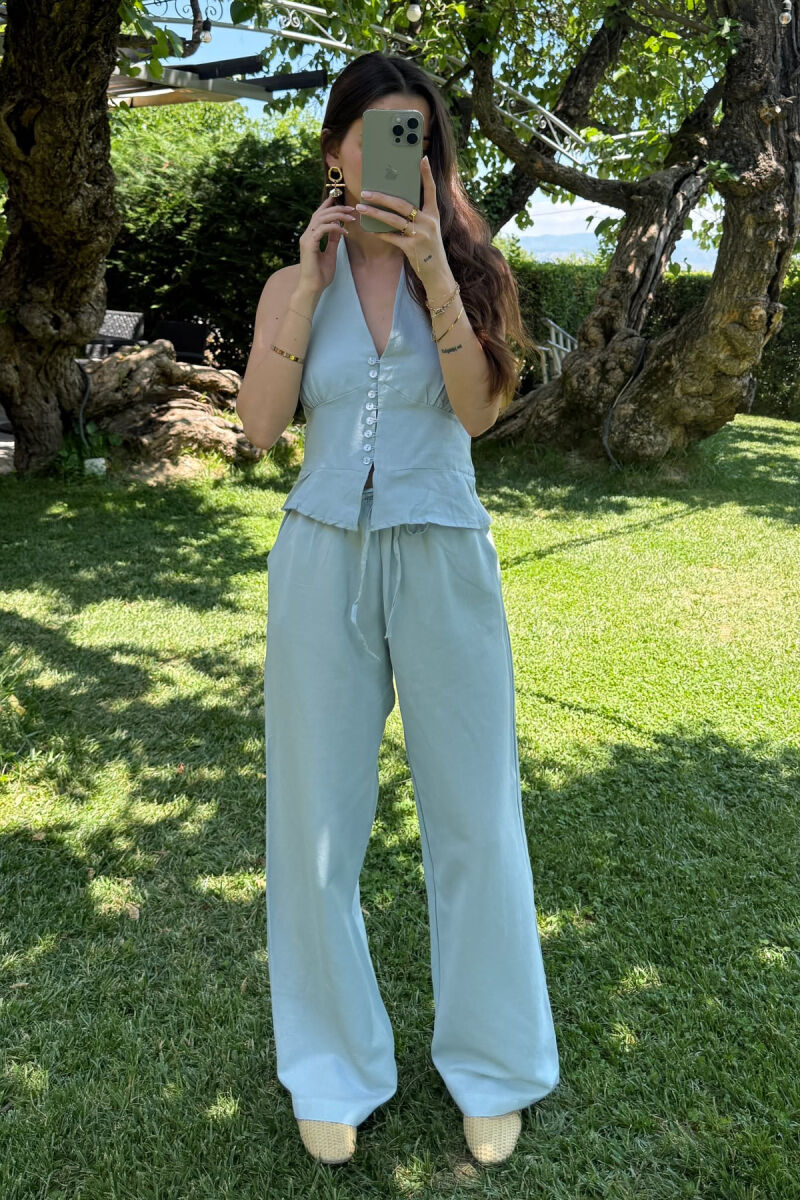 TANK TOP+TROUSERS ELASTIC WOMEN SET LIGHTBLUE/BZ - 1