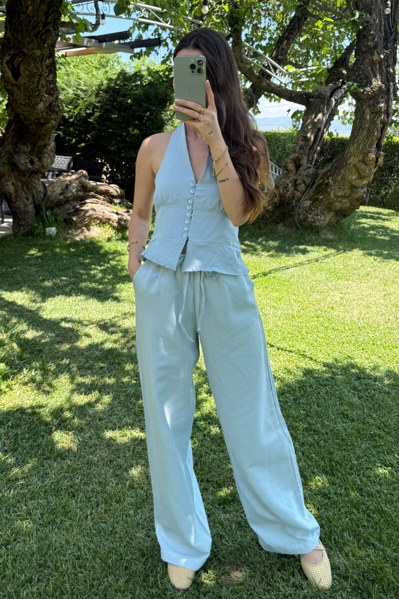 TANK TOP+TROUSERS ELASTIC WOMEN SET LIGHTBLUE/BZ - 2
