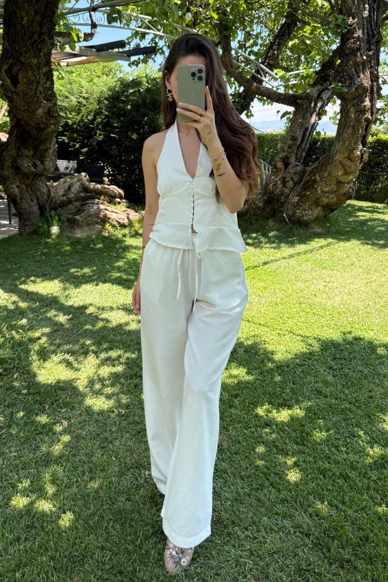 TANK TOP+TROUSERS ELASTIC WOMEN SET WHITE-E BARDHE - 2