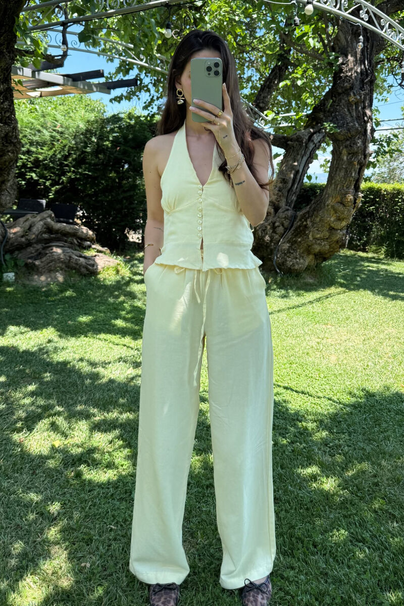 TANK TOP+TROUSERS ELASTIC WOMEN SET YELLOW/E VERDHE - 1