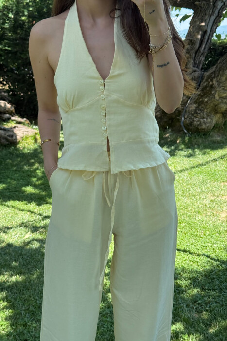 TANK TOP+TROUSERS ELASTIC WOMEN SET YELLOW/E VERDHE - 3