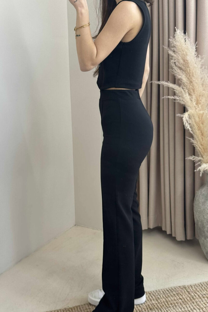 TANK TOP+TROUSERS ONE COLOR BUTTONS WOMEN SET BLACK/ E ZEZE - 3
