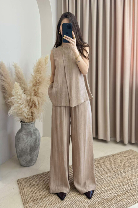 TANK TOP+TROUSERS SIMPLE WOMEN SET BEIGE/BEZHE 