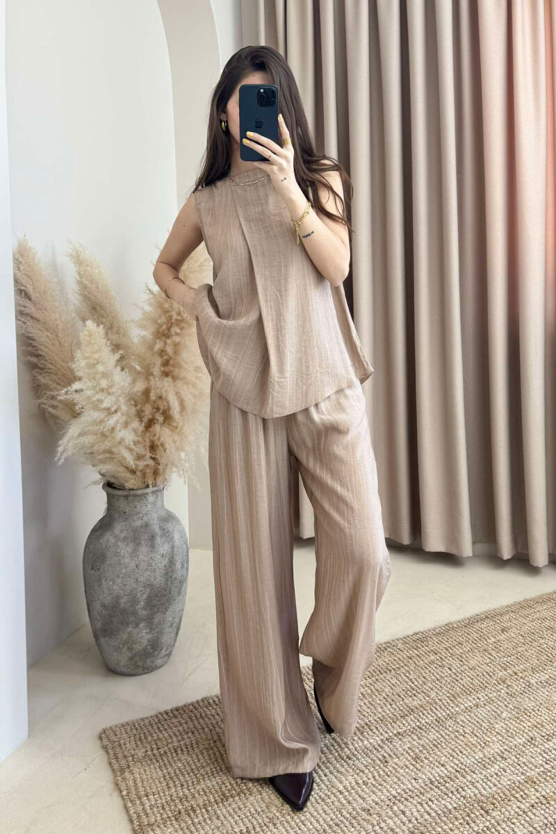 TANK TOP+TROUSERS SIMPLE WOMEN SET BEIGE/BEZHE - 3