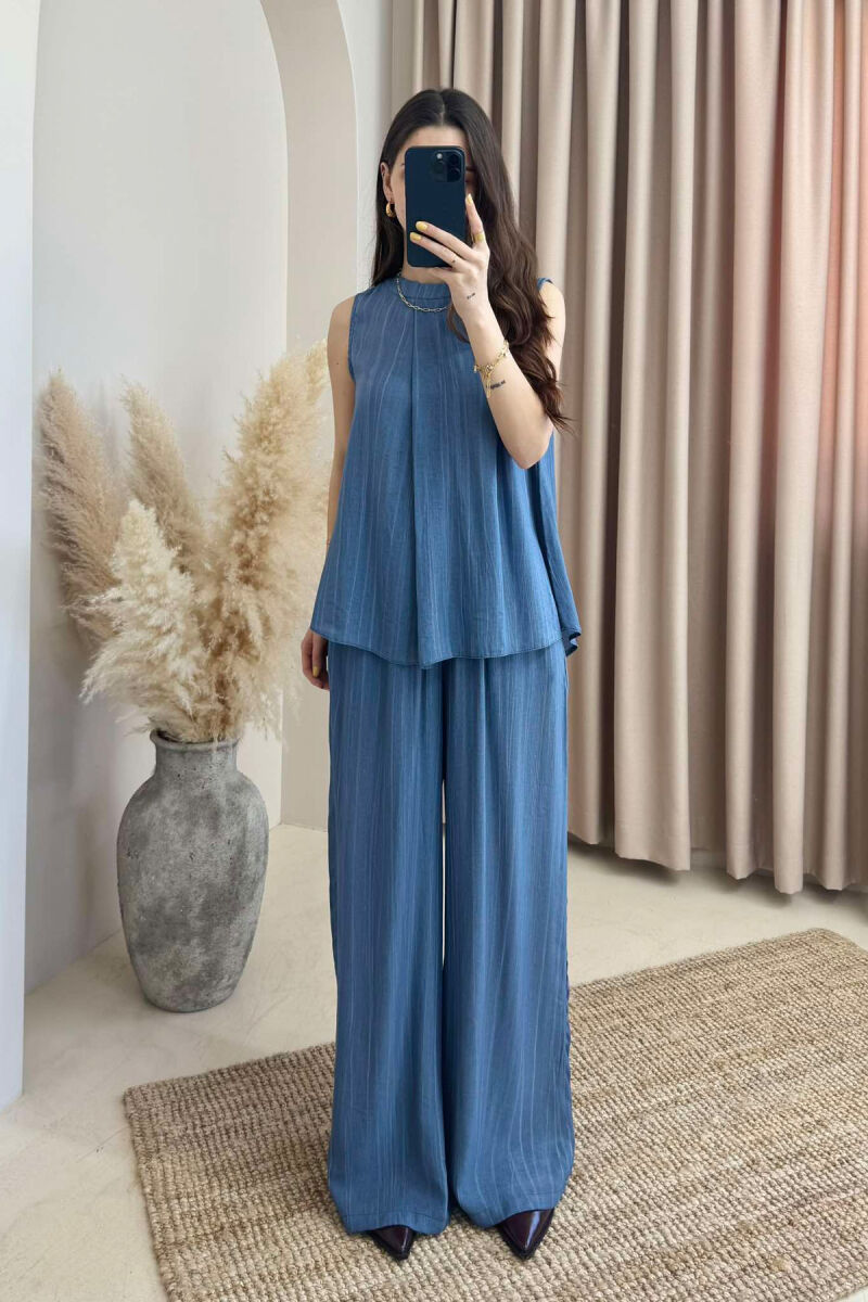 TANK TOP+TROUSERS SIMPLE WOMEN SET BLUE/BLU - 1