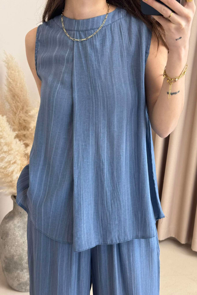 TANK TOP+TROUSERS SIMPLE WOMEN SET BLUE/BLU - 3