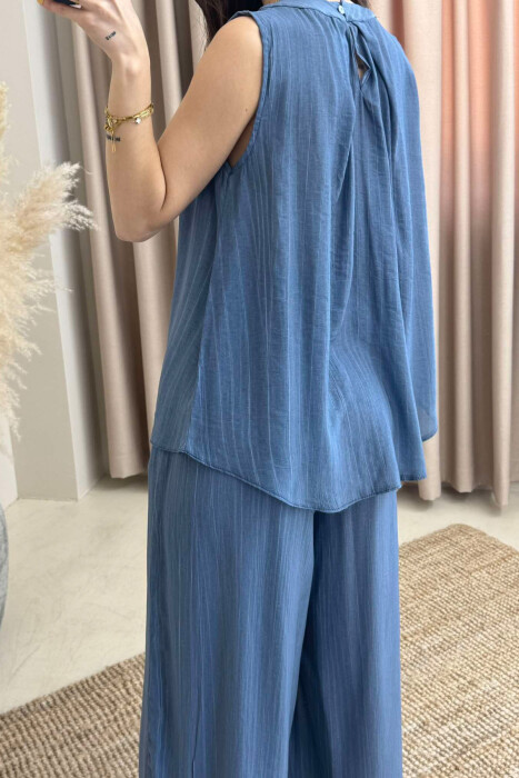 TANK TOP+TROUSERS SIMPLE WOMEN SET BLUE/BLU - 4