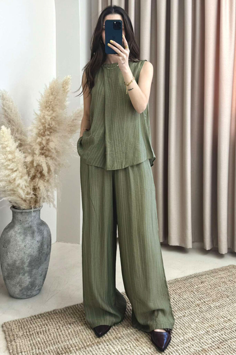 TANK TOP+TROUSERS SIMPLE WOMEN SET OLIVE/ULLI - 2