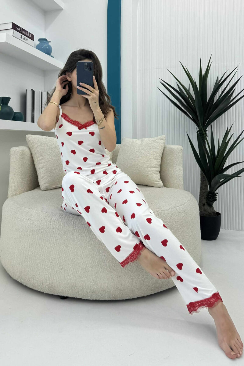 TANK TOP+TROUSERS STRIPED WOMEN PYJAMAS WHITE-E BARDHE - 1