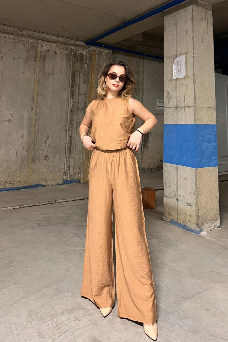 TANK TOP+TROUSERS WOMEN SET DARK BEIGE/BEZHE ERRET 