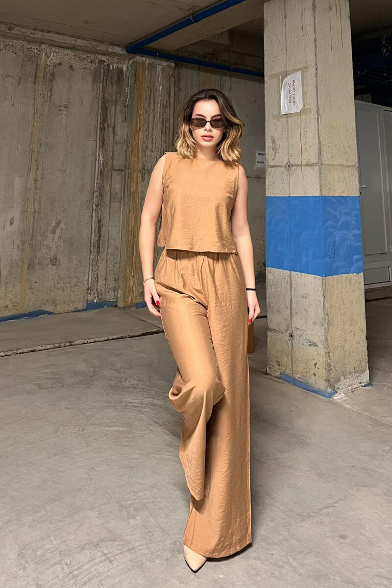 TANK TOP+TROUSERS WOMEN SET DARK BEIGE/BEZHE ERRET - 2