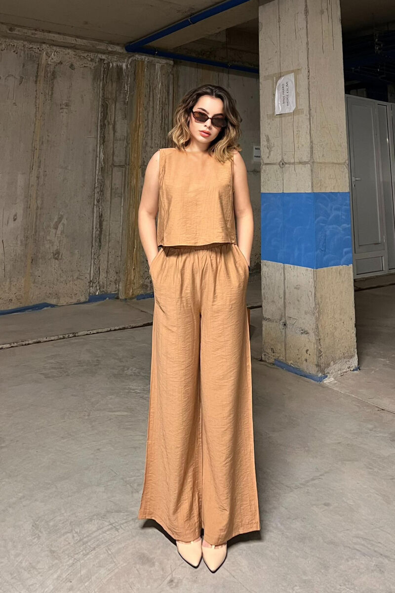 TANK TOP+TROUSERS WOMEN SET DARK BEIGE/BEZHE ERRET - 4