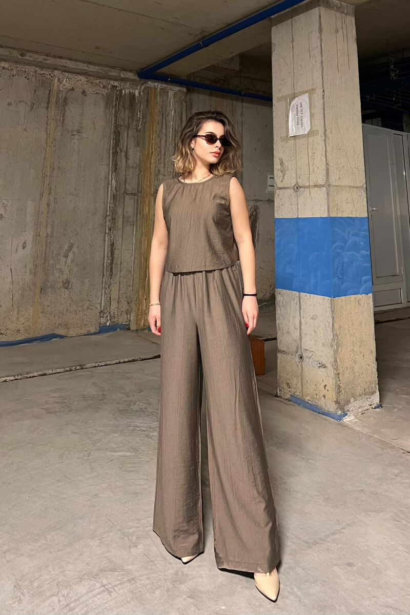 TANK TOP+TROUSERS WOMEN SET LIGHT BROWN/KAZB - 1