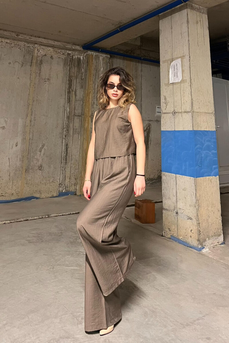TANK TOP+TROUSERS WOMEN SET LIGHT BROWN/KAZB - 2
