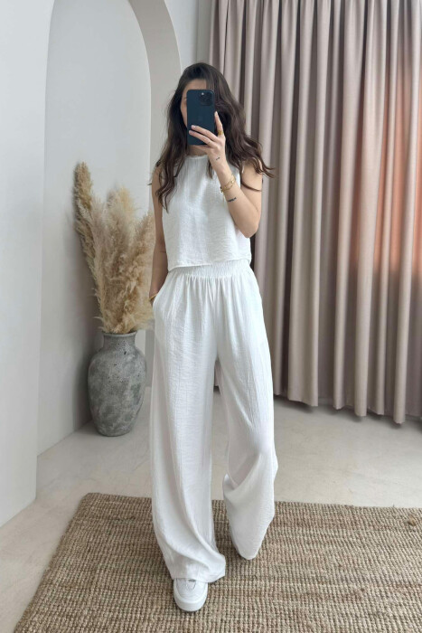 TANK TOP+TROUSERS WOMEN SET WHITE-E BARDHE 
