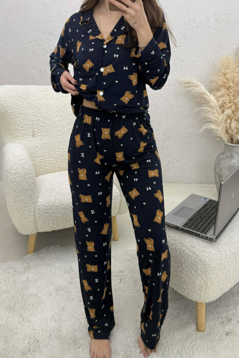 TEDDY BEAR DESIGN SHIRT+TROUSERS WOMEN PYJAMAS BLUE/BLU - 1